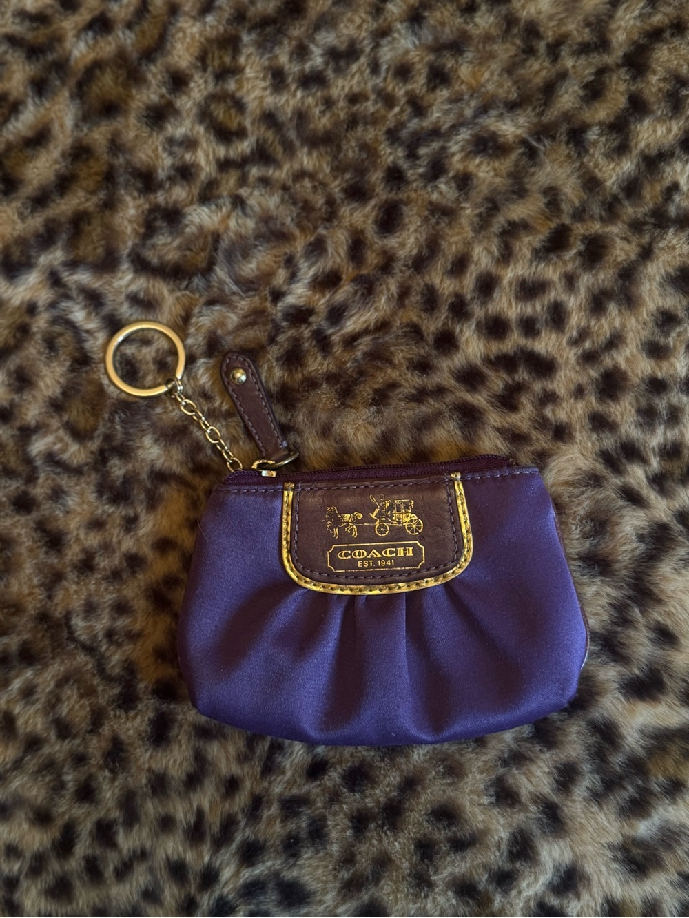 coach Vintage bag charm Purple Satin Wristlet Key Pouch